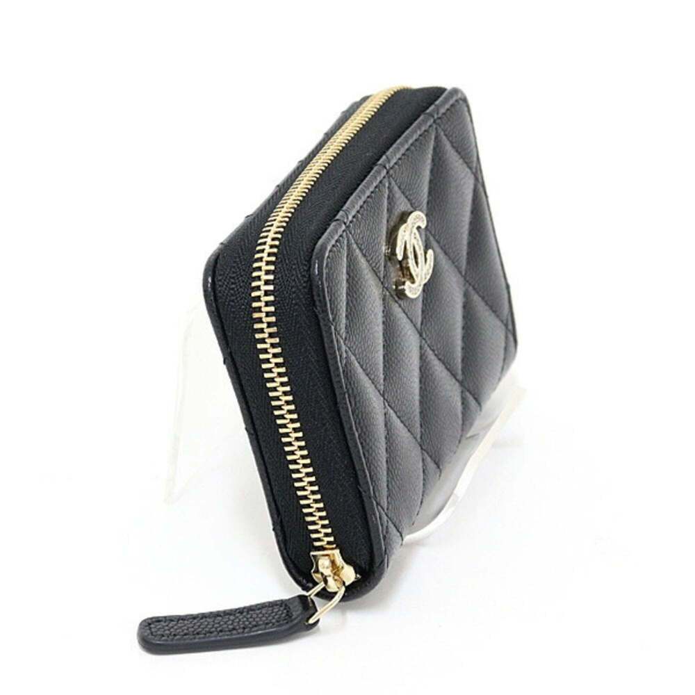 CHANEL Authentic Black Caviar Leather Logo Wallet - Picture 5 of 6